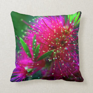 Colourful Nature Floral Hot Pink Neon Green Cushion