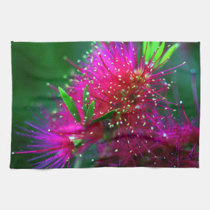 Colourful Nature Floral Hot Pink Neon Green Tea Towel
