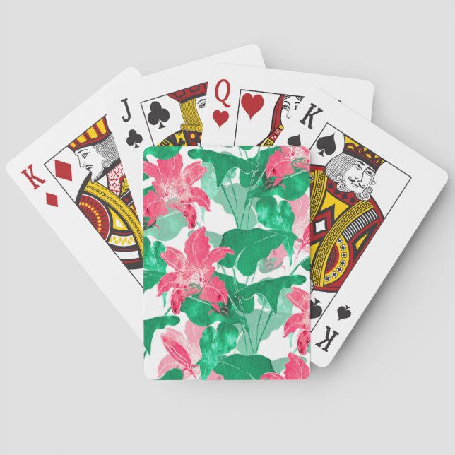 Colourful Nature Flowers Leaves Pattern Playing Cards (Back)