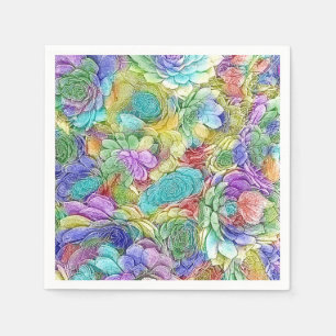 Colourful Nature Succulent Plants Napkin