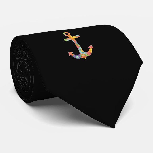 Colourful Nautical Anchor Mens Tie (Rolled)