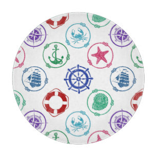 Colourful Nautical Pattern Cutting Board