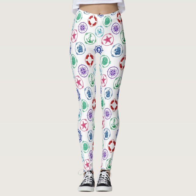 Colourful Nautical Pattern Leggings (Front)