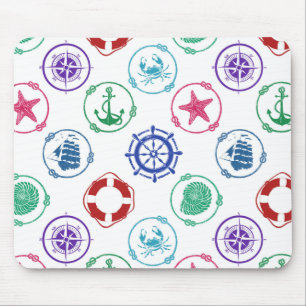 Colourful Nautical Pattern Mouse Pad