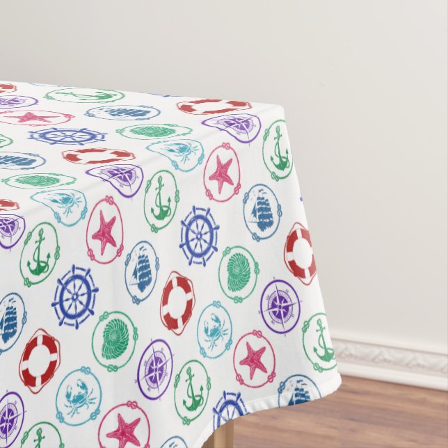 Colourful Nautical Pattern Tablecloth (In Situ)