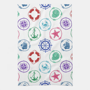 Colourful Nautical Pattern Tea Towel
