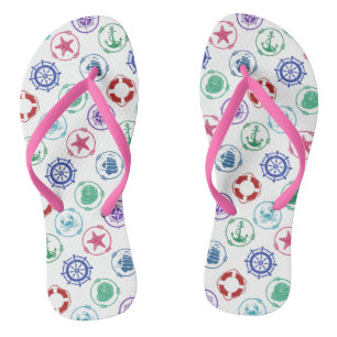 Colourful Nautical Pattern Thongs