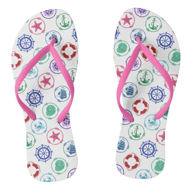 Colourful Nautical Pattern Thongs (Footbed)
