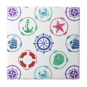 Colourful Nautical Pattern Tile