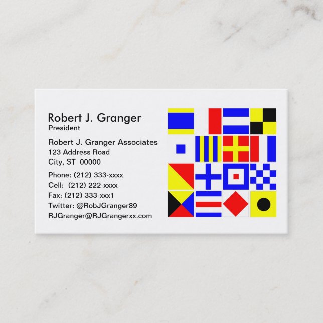 Colourful Nautical Signal Flags Pattern Business Card (Front)