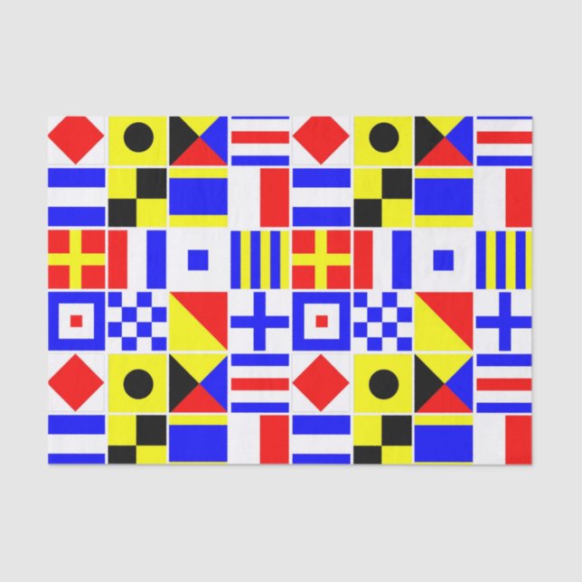 Colourful Nautical Signal Flags Pattern Tissue Paper (Front)