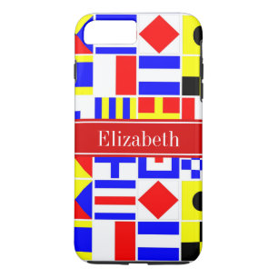 Colourful Nautical Signal Flags Red Name Monogram iPhone 8 Plus/7 Plus Case