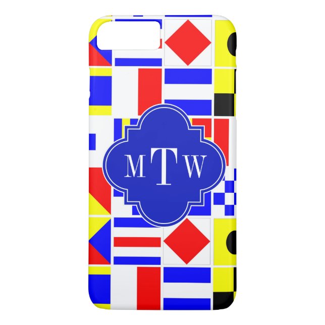 Colourful Nautical Signal Flags Royal 3I Monogram Case-Mate iPhone Case (Back)