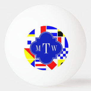 Colourful Nautical Signal Flags Royal 3I Monogram Ping Pong Ball