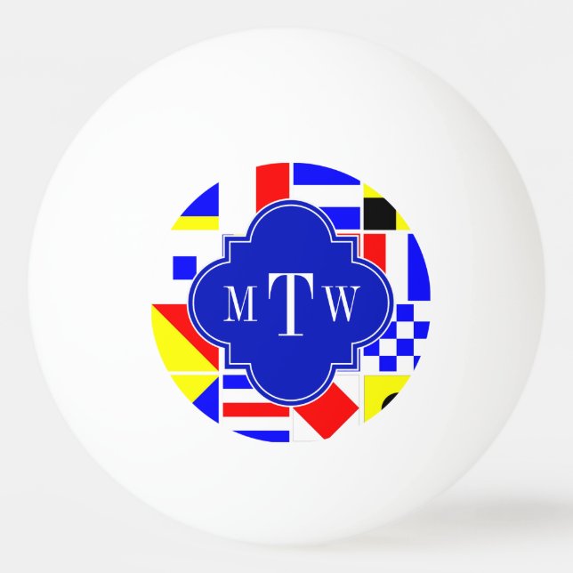 Colourful Nautical Signal Flags Royal 3I Monogram Ping Pong Ball (Front)