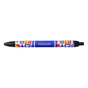 Colourful Nautical Signal Flags Royal Name Monogra Black Ink Pen