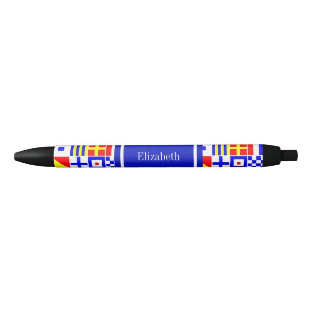 Colourful Nautical Signal Flags Royal Name Monogra Black Ink Pen (Front)