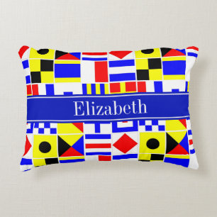 Colourful Nautical Signal Flags Royal Name Monogra Decorative Cushion