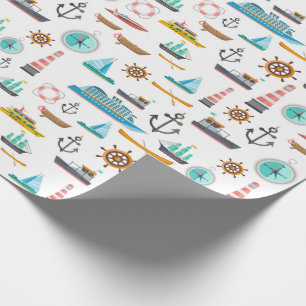Colourful nautical themed pattern wrapping paper