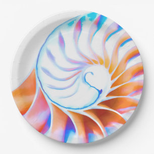 Colourful Nautilus Paper Plate
