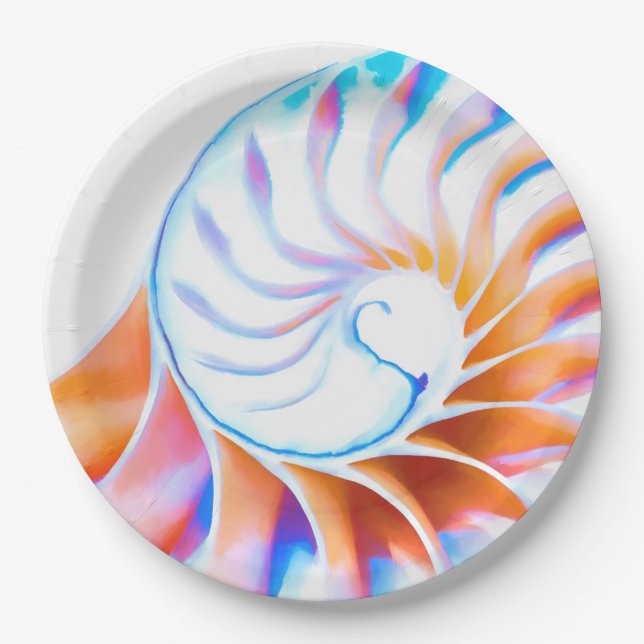 Colourful Nautilus Paper Plate (Front)