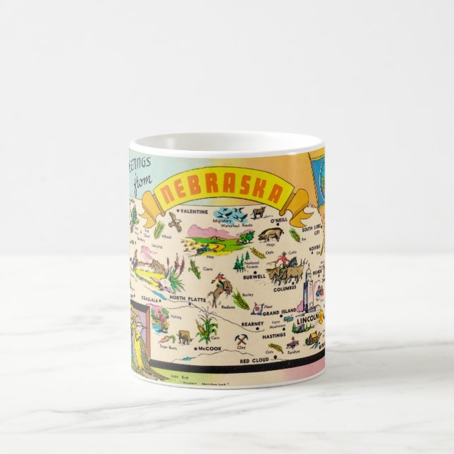 Colourful Nebraska Map Coffee Mug (Center)
