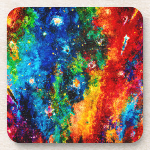 Colourful Nebula and Stars art Coaster