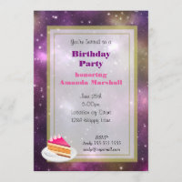 Colourful Nebula and Stars in Space Birthday party