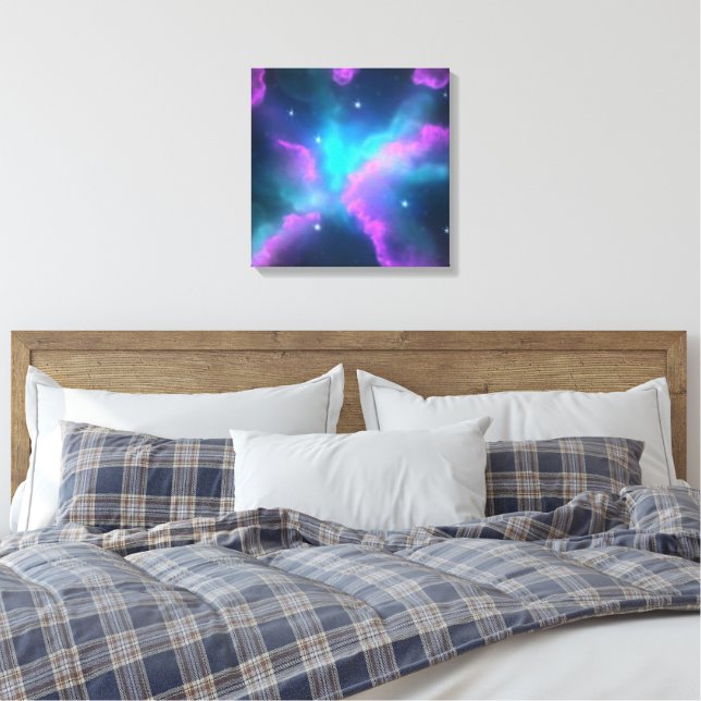 Colourful Nebula Cloud Background Canvas Print (Insitu (Bedroom))