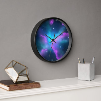 Colourful Nebula Cloud Background Clock