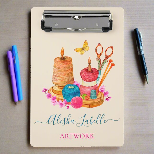 Colourful Needle & Thread Fashion Designer Crafter Mini Clipboard (Creator Uploaded)