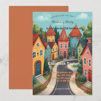 Colourful Neighbourhood Birthday Invitation