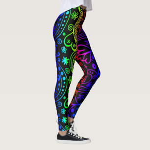 Colourful Neon Abstract Doodles Leggings