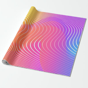 Colourful Neon Abstract Geometric Waves Stripes Wrapping Paper