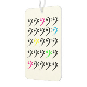 Colourful Neon Bass Clef Pattern – Modern Music  Car Air Freshener
