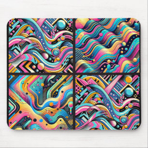 Colourful Neon Bright Abstract 90's Pattern Print Mouse Pad