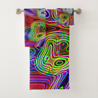 Colourful Neon Bright Abstract Pattern Bath Towel Set