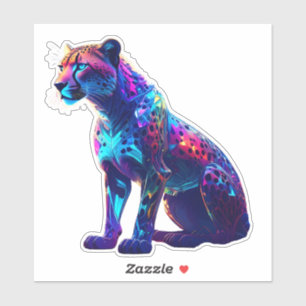 Colourful Neon Cheetah Art – Glowing Wild Cat