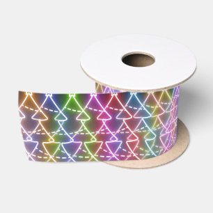 Colourful Neon Christmas Lights Satin Ribbon