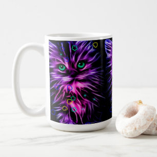 colourful neon cute cat coffee mug