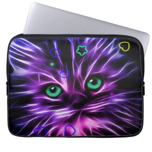 colourful neon cute cat laptop sleeve