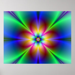 Colourful Neon Daisy Poster