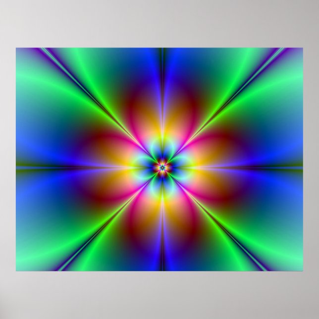 Colourful Neon Daisy Poster (Front)