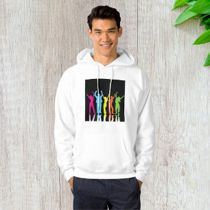 Colourful Neon Dancing Silhouettes Retro Party Hoodie