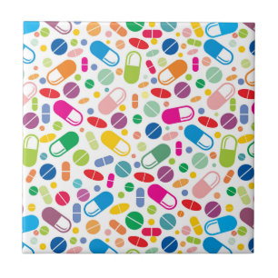 Colourful Neon Drug Pattern Ceramic Tile