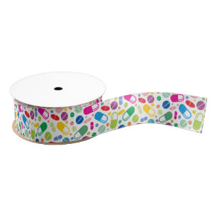 Colourful Neon Drug Pattern Grosgrain Ribbon