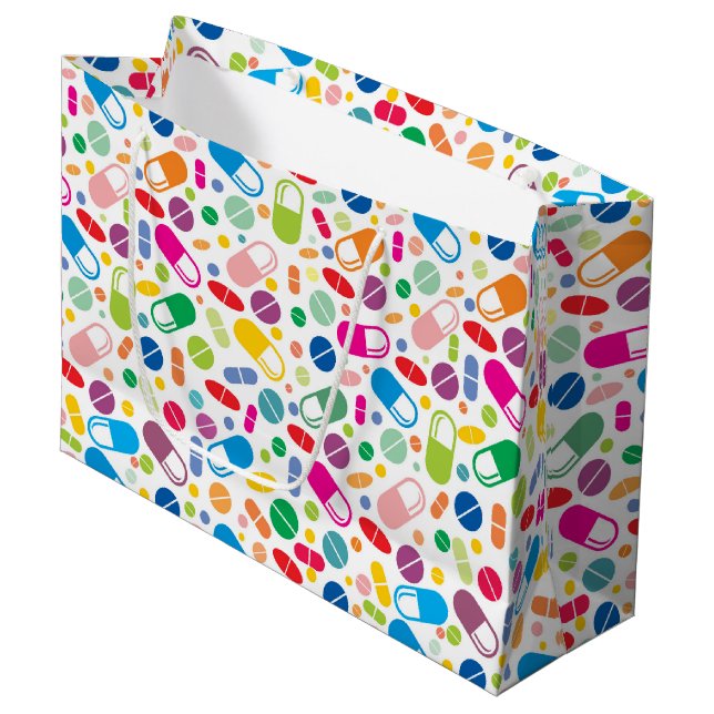 Colourful Neon Drug Pattern Large Gift Bag (Front Angled)