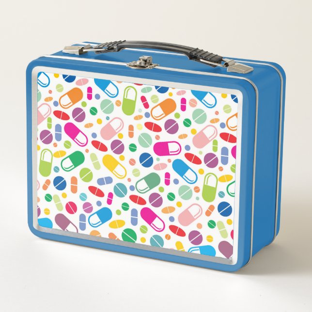 Colourful Neon Drug Pattern Metal Lunch Box (Front)