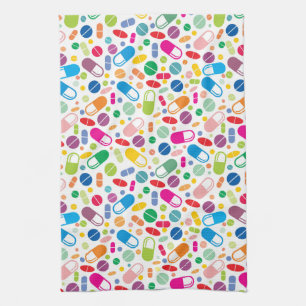 Colourful Neon Drug Pattern Tea Towel