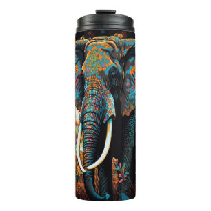 Colourful Neon Elephant Thermal Tumbler